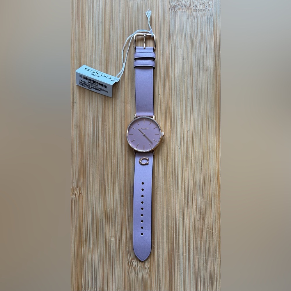 Coach Perry Watch With 36mm Purple Pink Tone Face & Leather Band - Picture 5 of 6